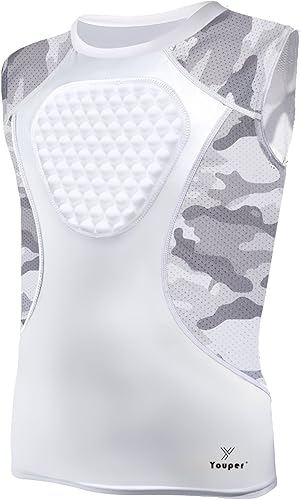 Youper Camiseta protectora acolchada para adultos, protección para el esternón, para béisbol, fútbol, lacrosse y porteros