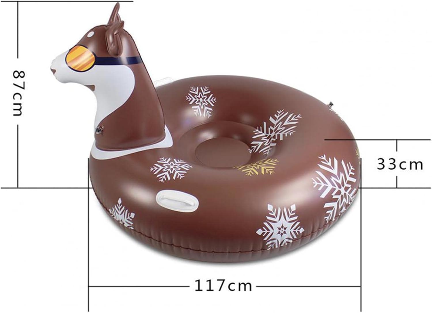 Husky Shaped Snow Sledding Tube Inflatable Sled with Handle Cold Resistant High Elastic Inflatable Husky Ski Ring for Kids Adult
