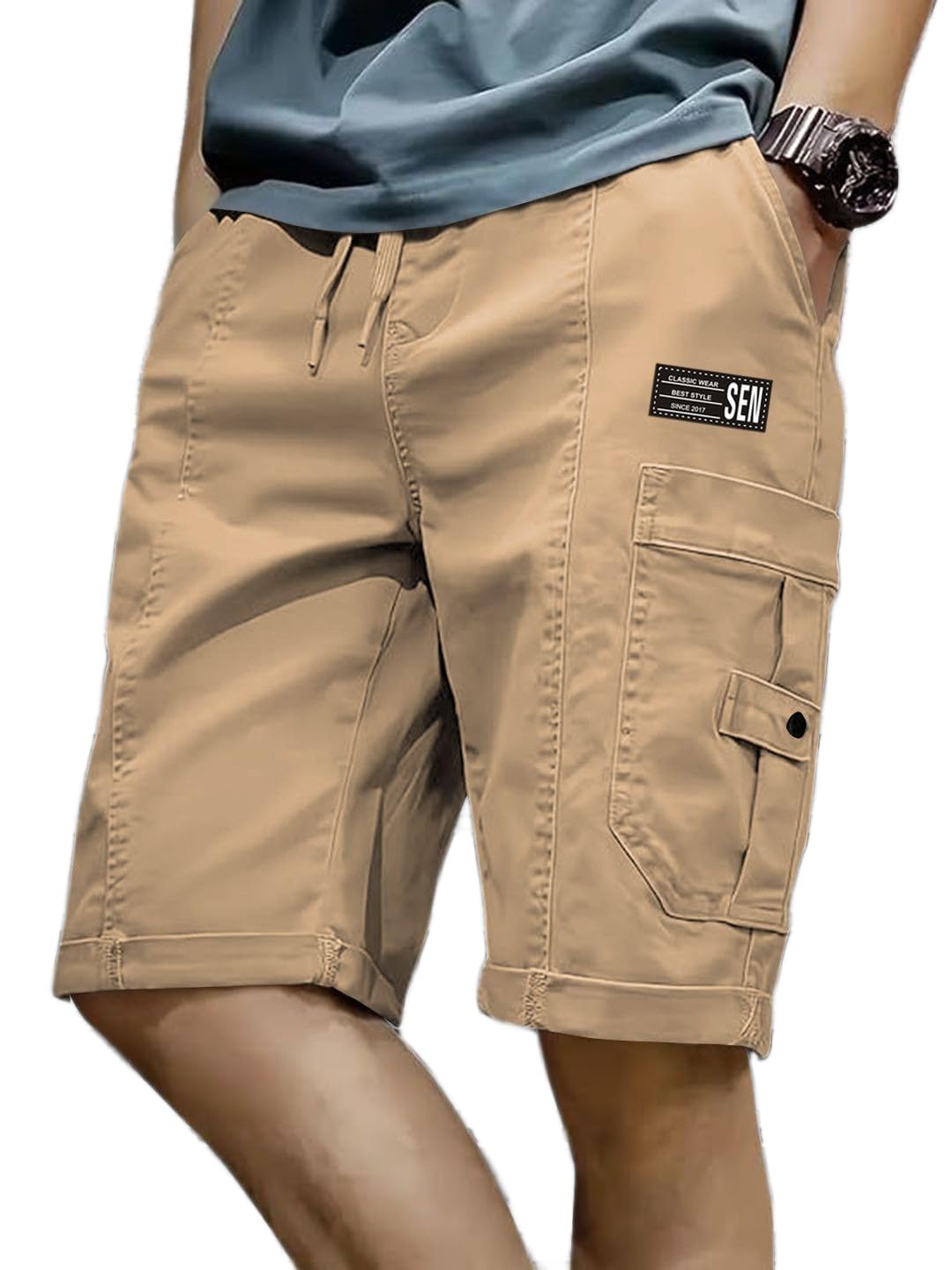 jogal Men's Cotton Cargo Shorts, Khaki, Size 36 |STYL 40-picture-11