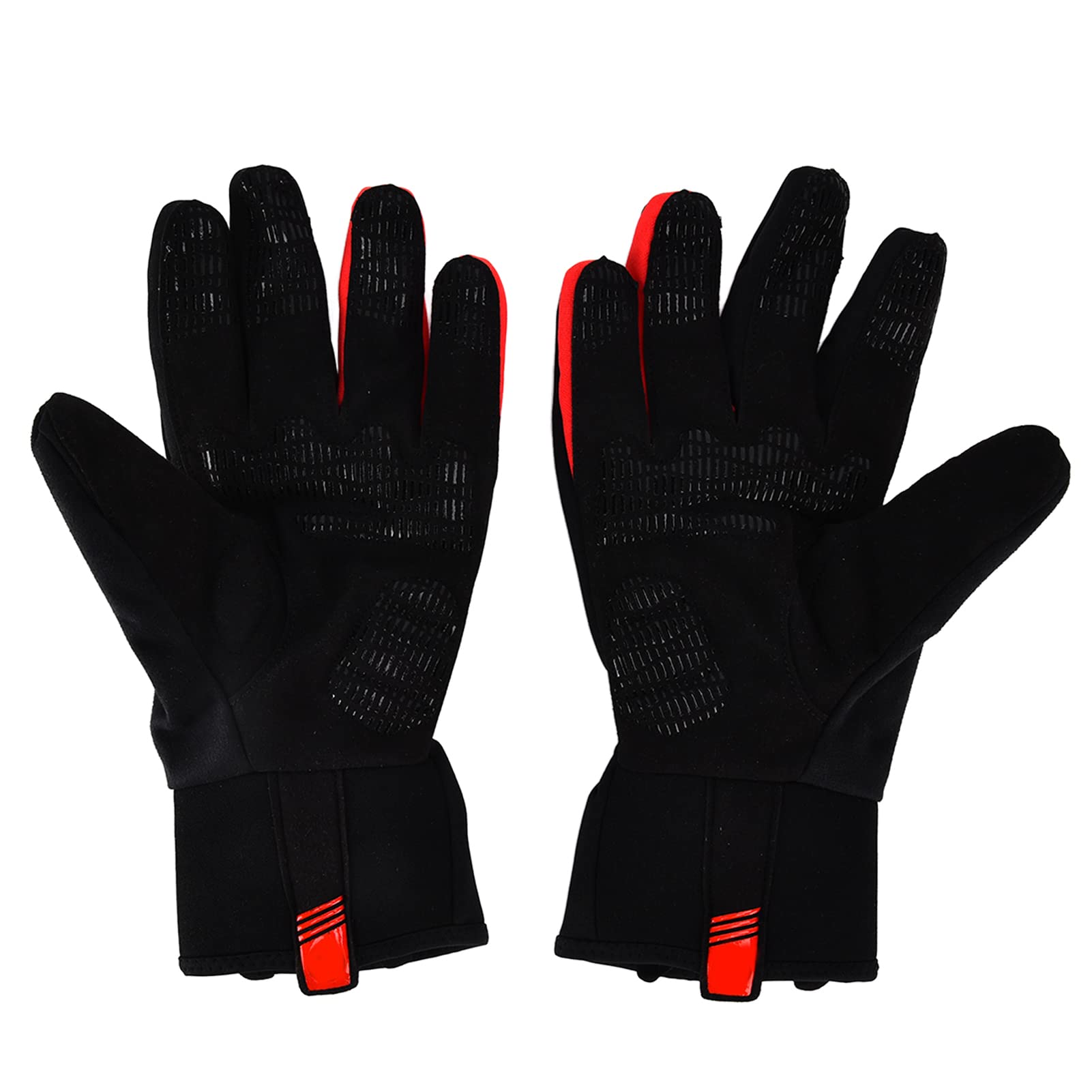 Guantes de Ciclismo de Invierno a Prueba de Viento Impermeables amortiguadores cálidos Negro Rojo 2 Pares