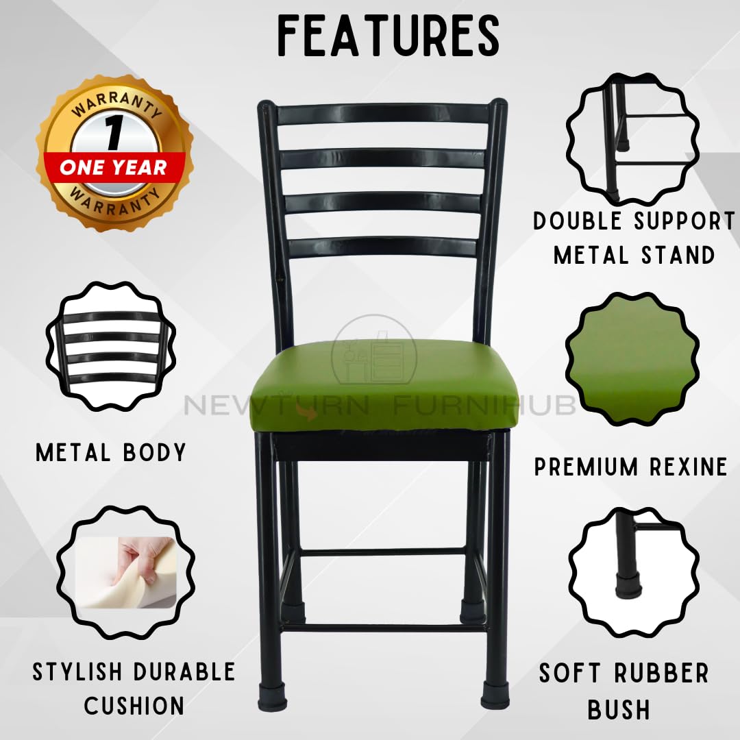 NEWTURN FURNIHUB Metal Black Dining Chair Living & Dining Room Home Comfortable Durable Chair (18 inc.h Height from Ground to SEAT) (Parrot Green) 1