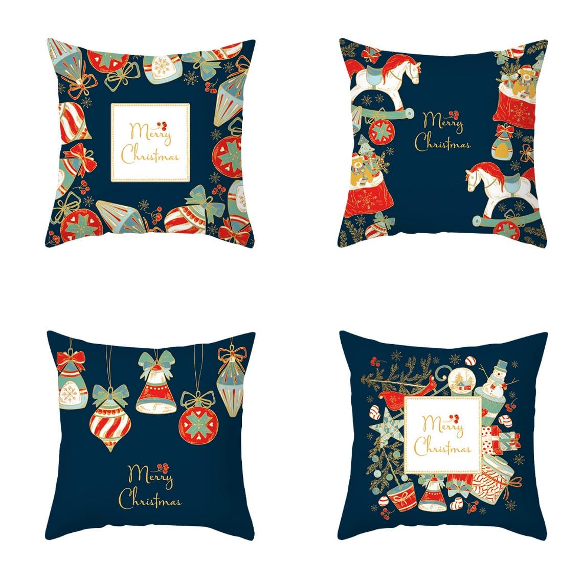 Chenlane Silk Pillow Covers Indian Cushion Covera Couch Christmas, Throw Rectangle Pillowcase Bright Smooth Thickened 45x45 cm, 4Pcs