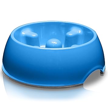 Dogit Go Slow Anti-Gulping Dog Bowl, Blue, Small