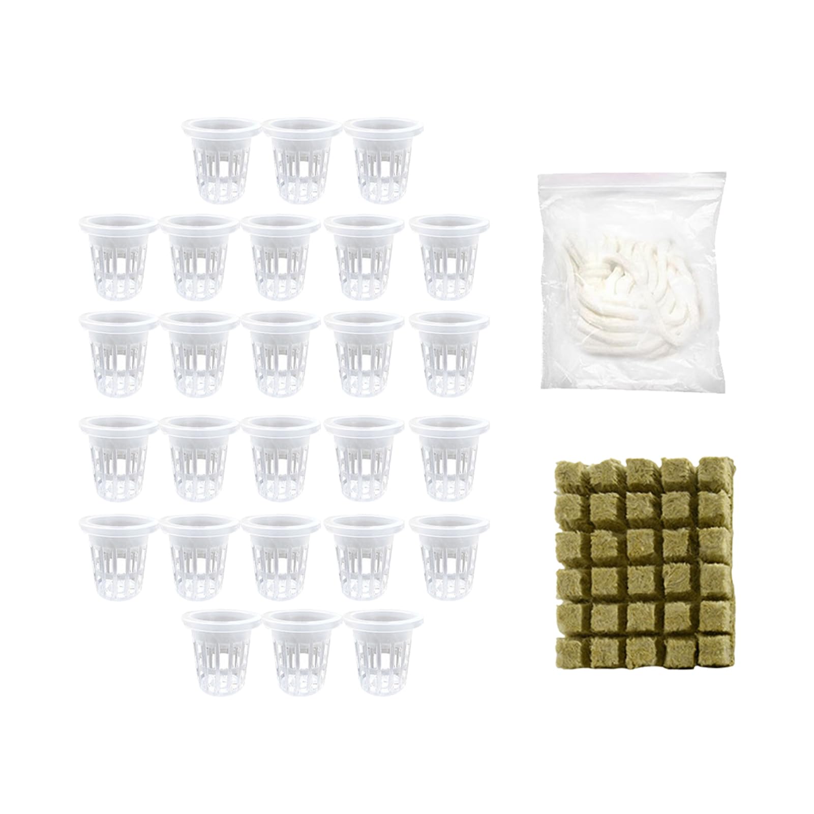 Kostki do uprawy roślin z wełny， Akcesoria do szkółek oddychające Zestaw hydroponiczny DIY kubki szczelinowe Roślina(Black 50pcs)
