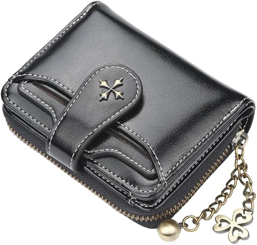 GGOOB Small Wallet for Women Zip Bifold Vintage Wallet Goth Purse Mini Leather Cash Wallets with Zipper Coin Pocket
