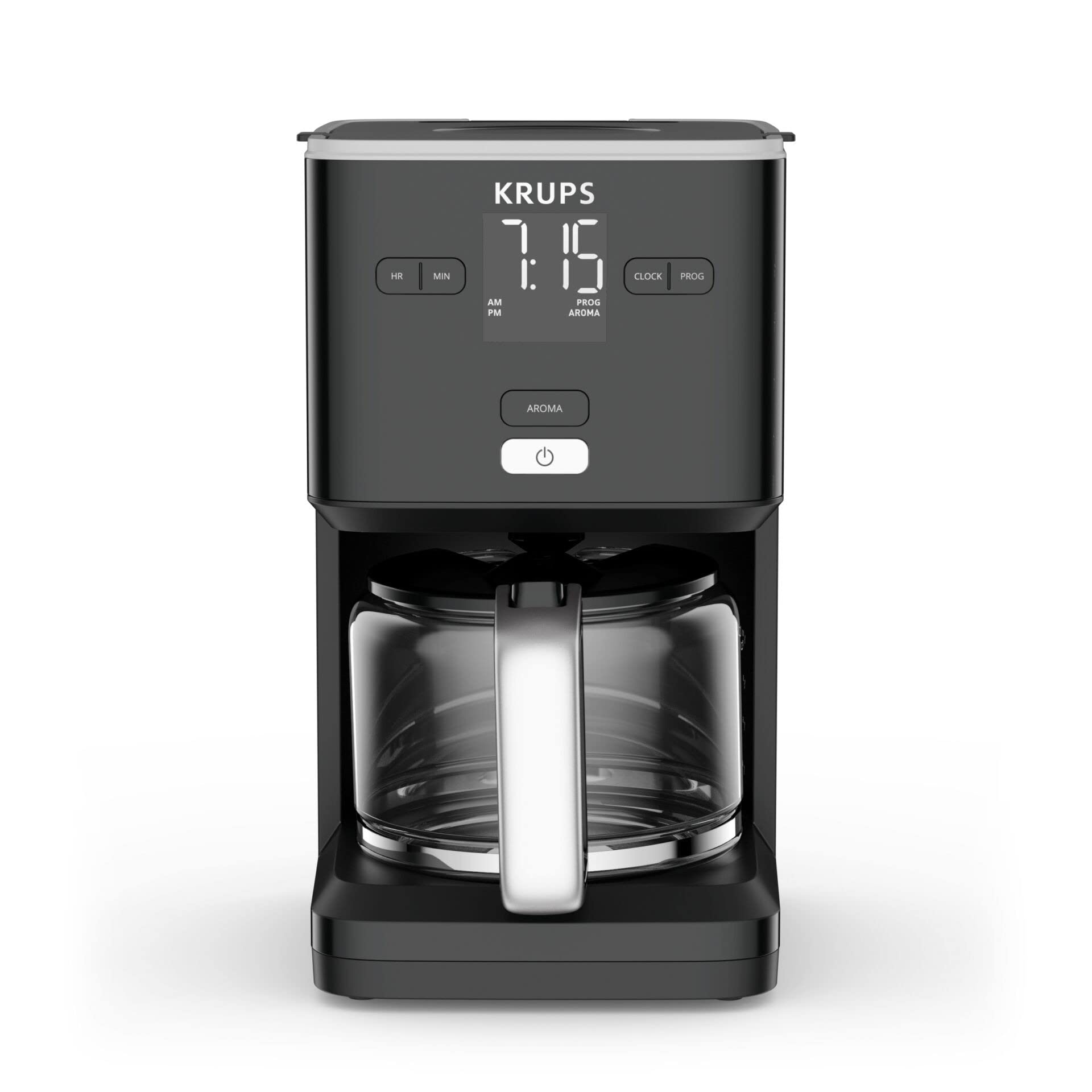 Krups KM6008 Smart'n Light Ekspres do kawy z timerem, pojemność 1,25 l, 10 filiżanek, funkcja utrzymania ciepła, automatyczne wyłączanie, czarny