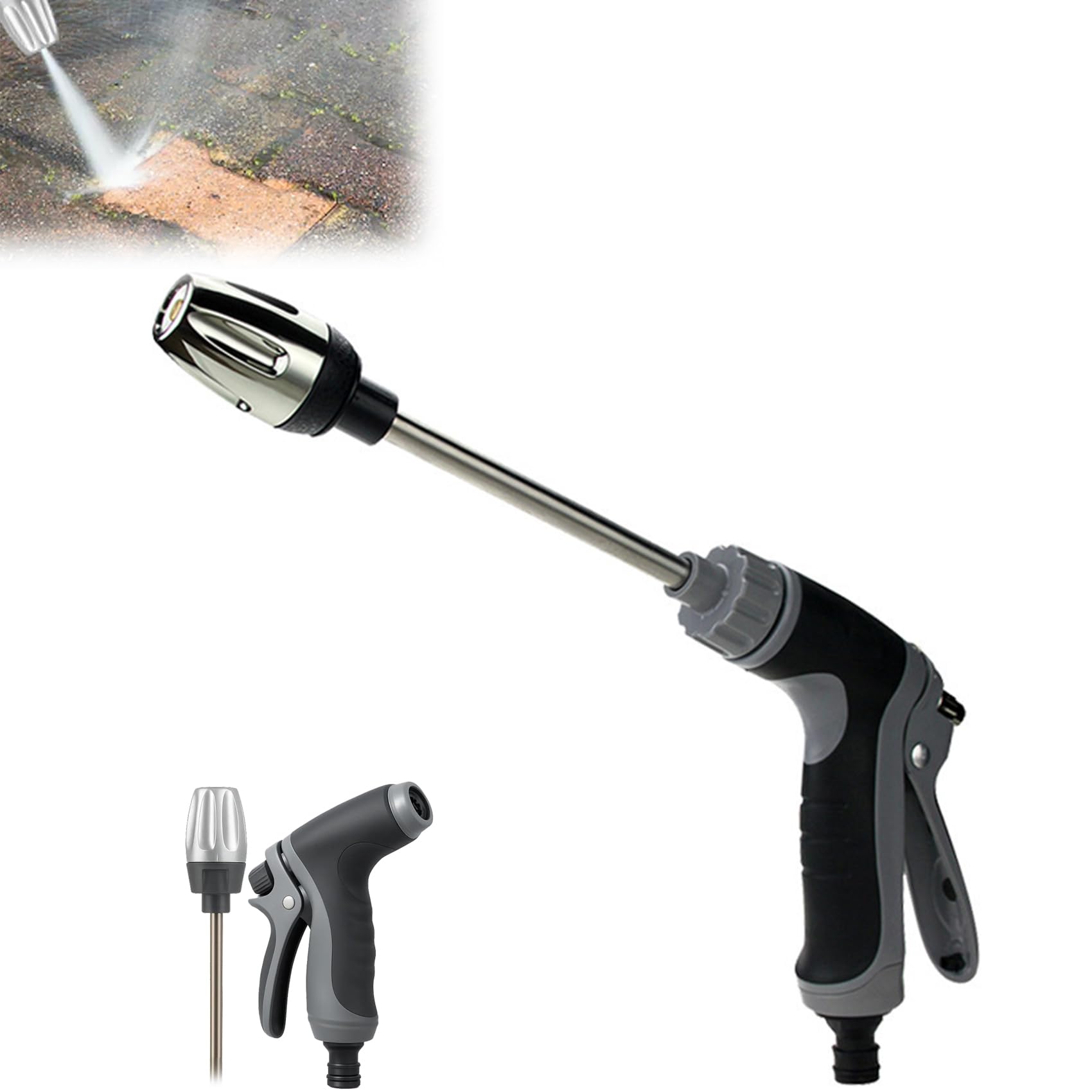Aquoxis Pressure Washer, Hydro Power Water Jet Cleaner Attachment, Adjustable Nozzle Cleaning Sprayer for Patio, Car, Driveway, Deck & Outdoor Surfaces (C) — view 8