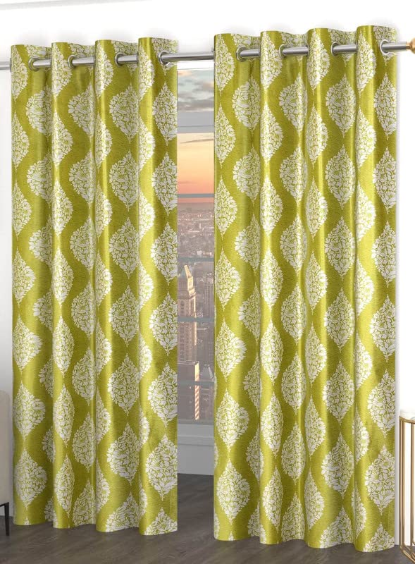 FabFabriX Modern Printed New Dhamas Design Light Filtering Window Eyelet Curtain Panel Parda for Drawing Room, Living Room/Bedroom (Green, 5 Feet) - Single Piece (B0BZJGC15P) Amazon Price History, Amazon Price Tracker