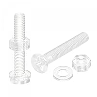 Vista 9 de uxcell Tornillos de máquina Phillips de plástico M6 x 0.472 in con tuercas y arandelas planas, pernos de máquina de cabeza plana de PC