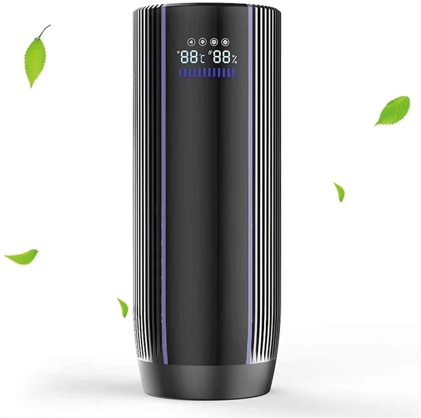 Purificador de aire para coche, 4 velocidades con pantalla LCD, generador negativo ionizador para coche, habitación pequeña, elimina el humo, polvo, alergias, gérmenes PM2.5