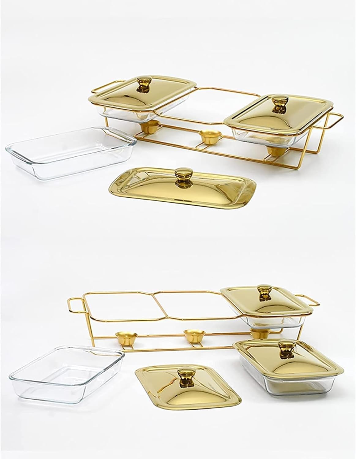 Gold Chafing Dish Buffet Set Stainless Steel Chafer Buffet Catering Warmer SetFull Size Chafer Dish Set for Parties Banquet Dining,