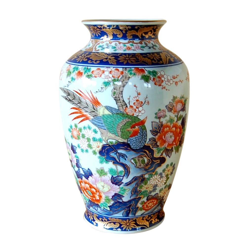Amazon.co.jp: 花瓶 有田焼 陶器 伝統工芸品 日本製 染錦春華 胴径19cm