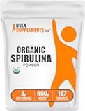 BulkSupplements.com Organic Spirulina Powder - Superfood, Green Spirulina Powder, Herbal Supplement - Vegan-Friendly, 3g per Serving, 500g (1.1 lbs) (Pack of 1)