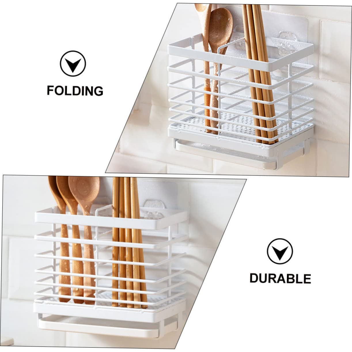 Hemobllo Support Mural pour Baguettes Multifonction sans Perçage Organisateur de Rangement pour Cuisine Étagère à Ustensiles Pratique et Adapté Aux Accessoires