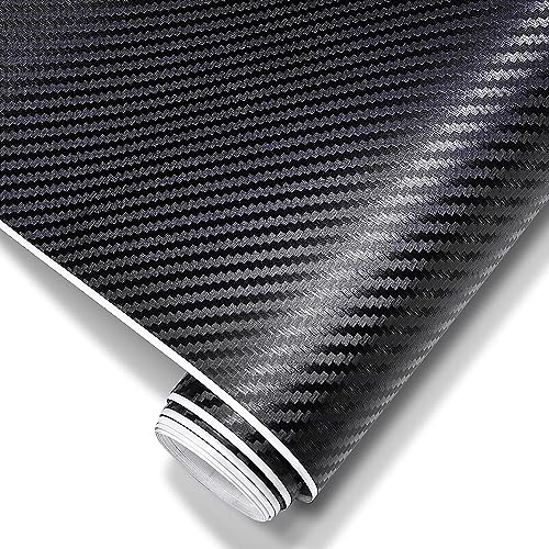 Image of Self Adhesive 4D Vinyl Carbon Fiber Textured Sheet Roll for Cars and Motorcycles, Interior /Exterior DIY Decoration | Black Carbon Fiber || (2 x 3 Ft, Carbon Wrap Film)