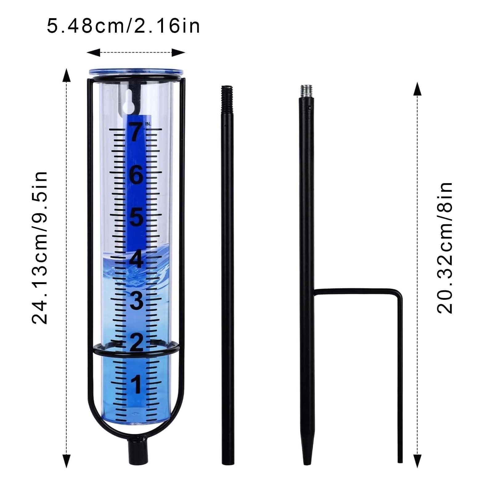 Pluviómetro para jardín,17cm,Pluviómetro extraíble,Pluviómetro con estaca,Medidor de Lluvia para exteriores,adecuado para césped, a prueba de viento y lluvia,a prueba de frío y a prueba de deformación