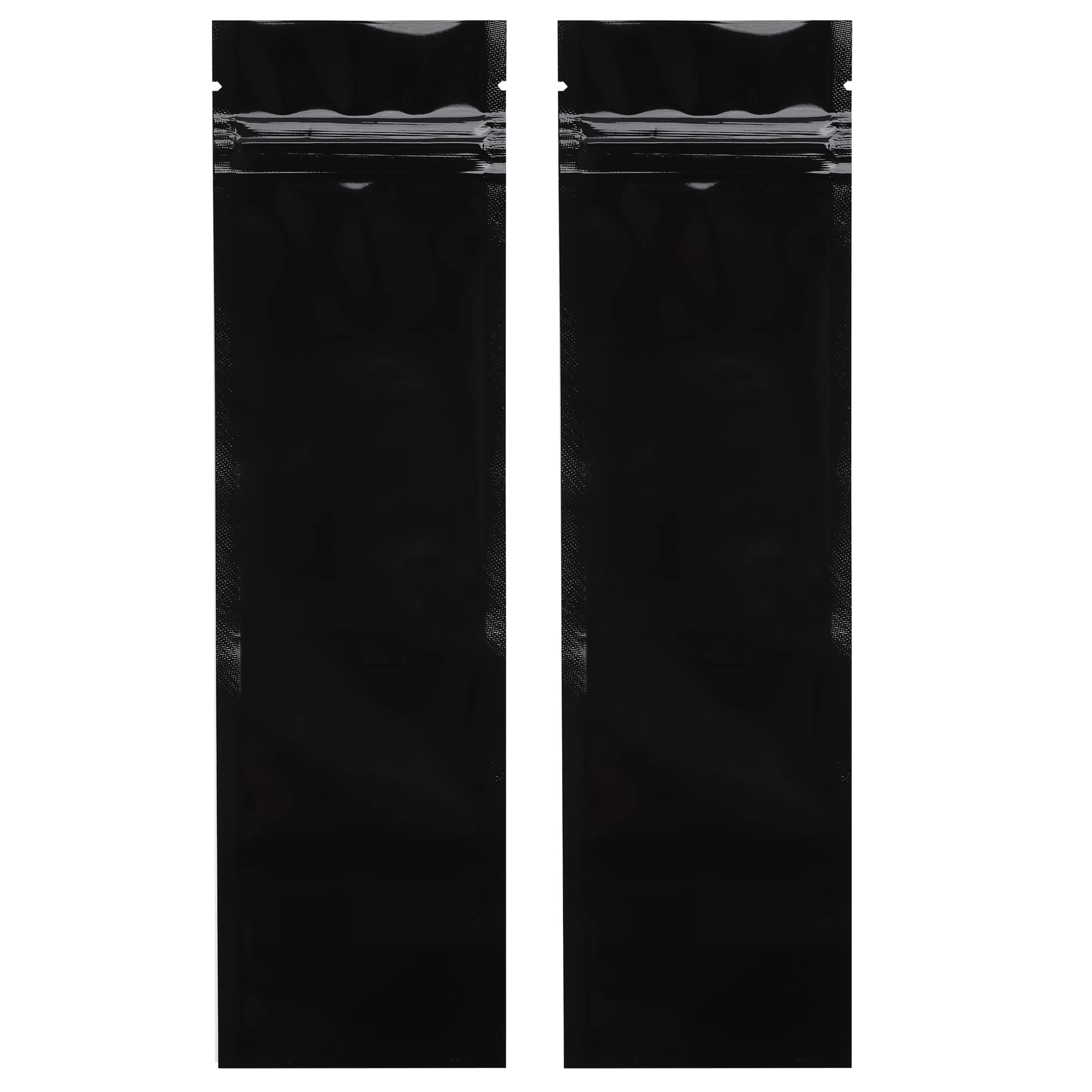 Syringe Barrier Mylar Bags Reclosable Heat Seal Zipper Dragon Chewer Baggies 2.5 x 9 inches - 100 pcs (Gloss Black/Gloss Black)