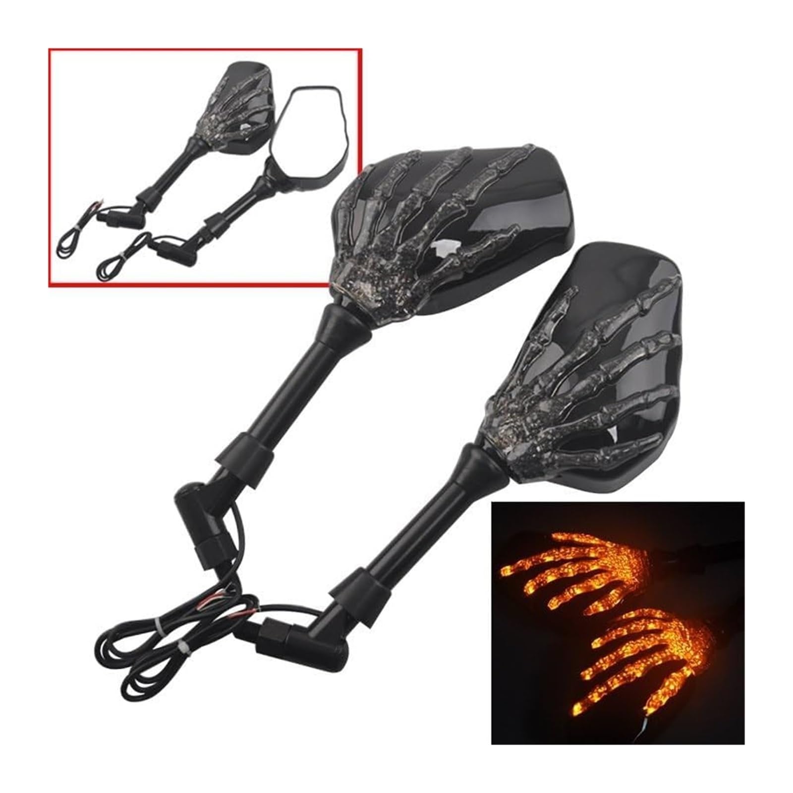 Espejos Retrovisores Moto para Universal 8 Mm 10 Motocicleta Retrovisores Laterales con Luces Intermitentes Ámbar Espejo Retrovisor