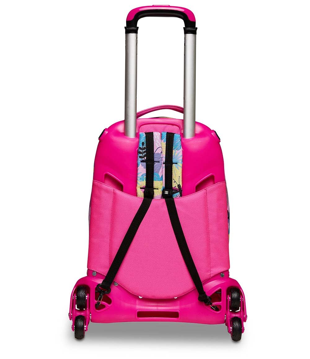 SJ Trolley Scuola Sganciabile Jack 3 Ruote, CLACK IT GIRL, Rosa - Zaino Con Carrello Sganciabile, Triplo Uso - 3 in 1, Trolley & Zaini