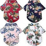 4 Pieces Dog Hawaiian Shirt Pet Shirts Puppy T-Shirts Beach Cool Puppy Clothes Breathable Pet Summer Shirt Doggie Beach Short Sleeve Apparel for Small to Large Dogs (Pineapple, Coconut Tree,X-Small)