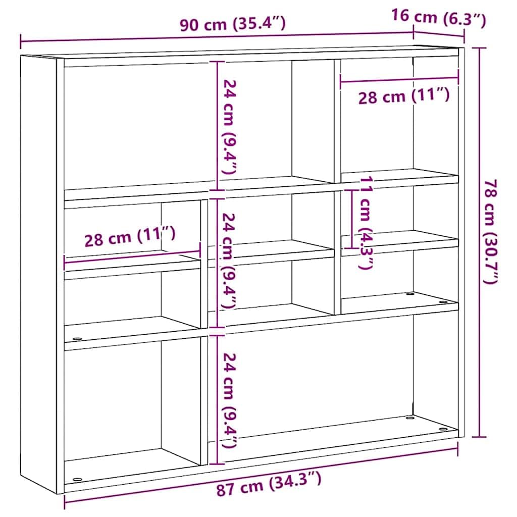 vidaXL Étagère Murale Chêne Sonoma 90x16x78 cm Bois d’ingénierie