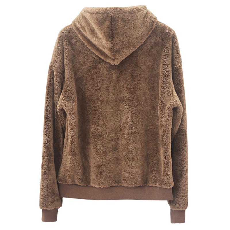 Zaswen Mens Long Sleeve Flannel Fleece Hooded Sweatshirts Winter Oversized Collar Lamb Wool Hoodies with Kangaroo Pocket4