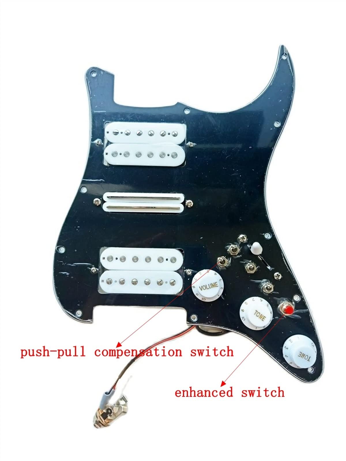 PickGuard Pickups White. Hsh. Alnico 5 Humbucker Pickups Guitar Okabling Wiązki Pucharowe Doniczki NS Gitara załadowany Humbucker