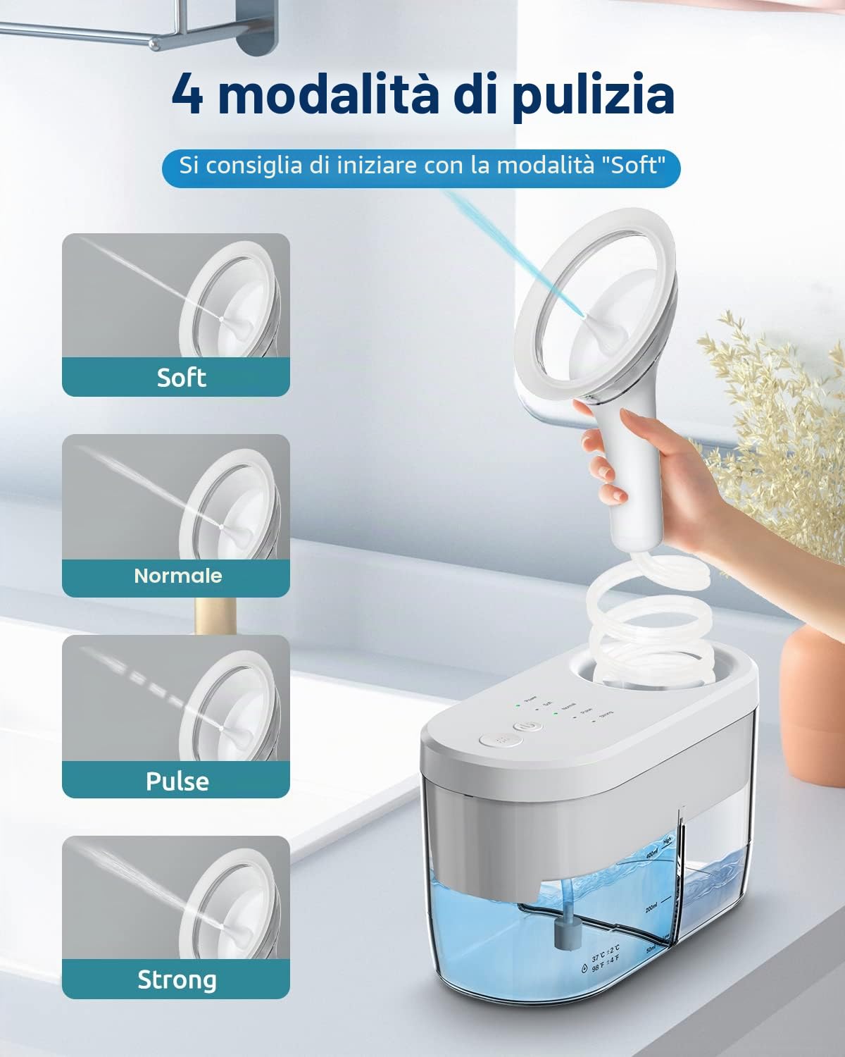 Rimozione Di Cere All'orecchio Elettrico, Strumento Per Il Pulitore Dell'orecchio, Pulizia Efficiente Dell'orecchio Con 4 Modalità E Riciclaggio Automatico Dei Liquami Per Bambino Adulto