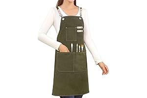 Women's Cotton Canvas Cross Back Apron for Painting, Gardening, Cooking, and More!