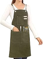 Cotton Canvas Cross Back Apron with 3 Pockets - Waterproof Adjustable for Painting Gardening Chef Work M-XXL Men Women