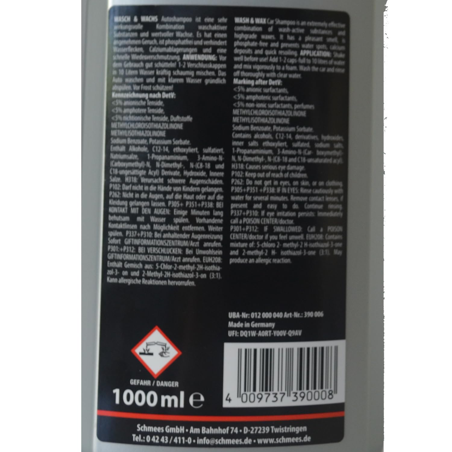 Autoshampoo mit Wachs, Waschshampoo für Autos und Lacke - 1000 ml (12-tlg.)
