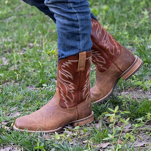 Men’s Western Cowboy Boots, Fashionable Embroidered Full Grain Leather, Square Toe Pull-On, 4-Layer Composite Sole, Slip-Resistant Work & Riding Boots(PLT103611)2