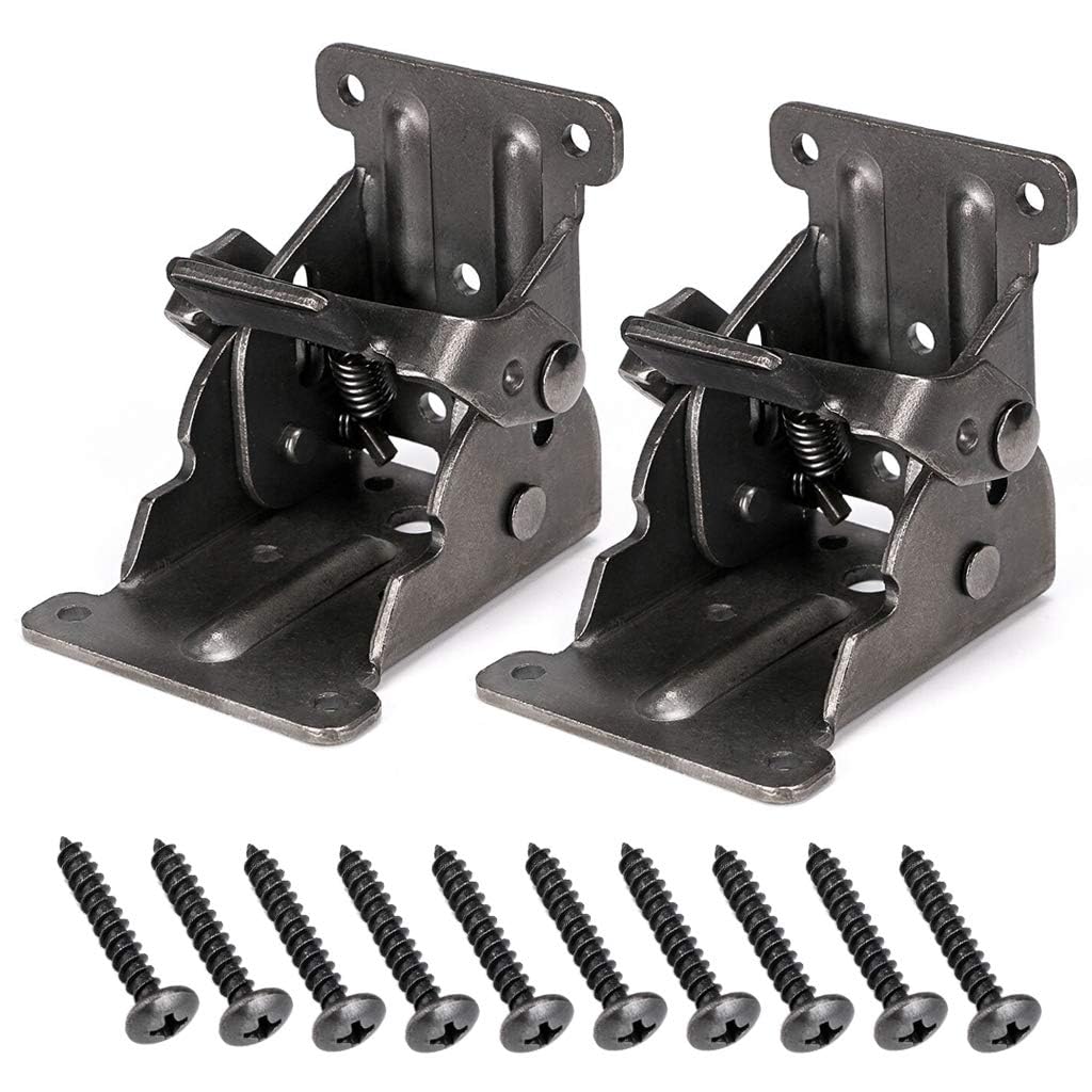 FALMAGU Table Leg Folding Brackets, Foldable Hinge Hardware, Self- Lock Extension Collapsible Shelf Bracket Support for Bed Leg, Wall Shelf, Saving Space (Folding Shelf Bracket Lock -PCS 2)-image-34