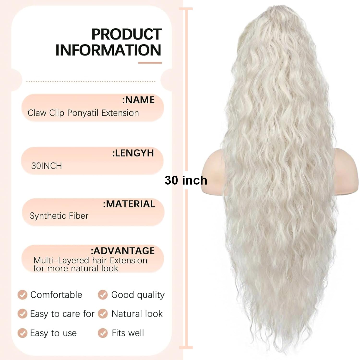 PORSMEER Claw Ponytail Hair Extension 30 inches - Image 4