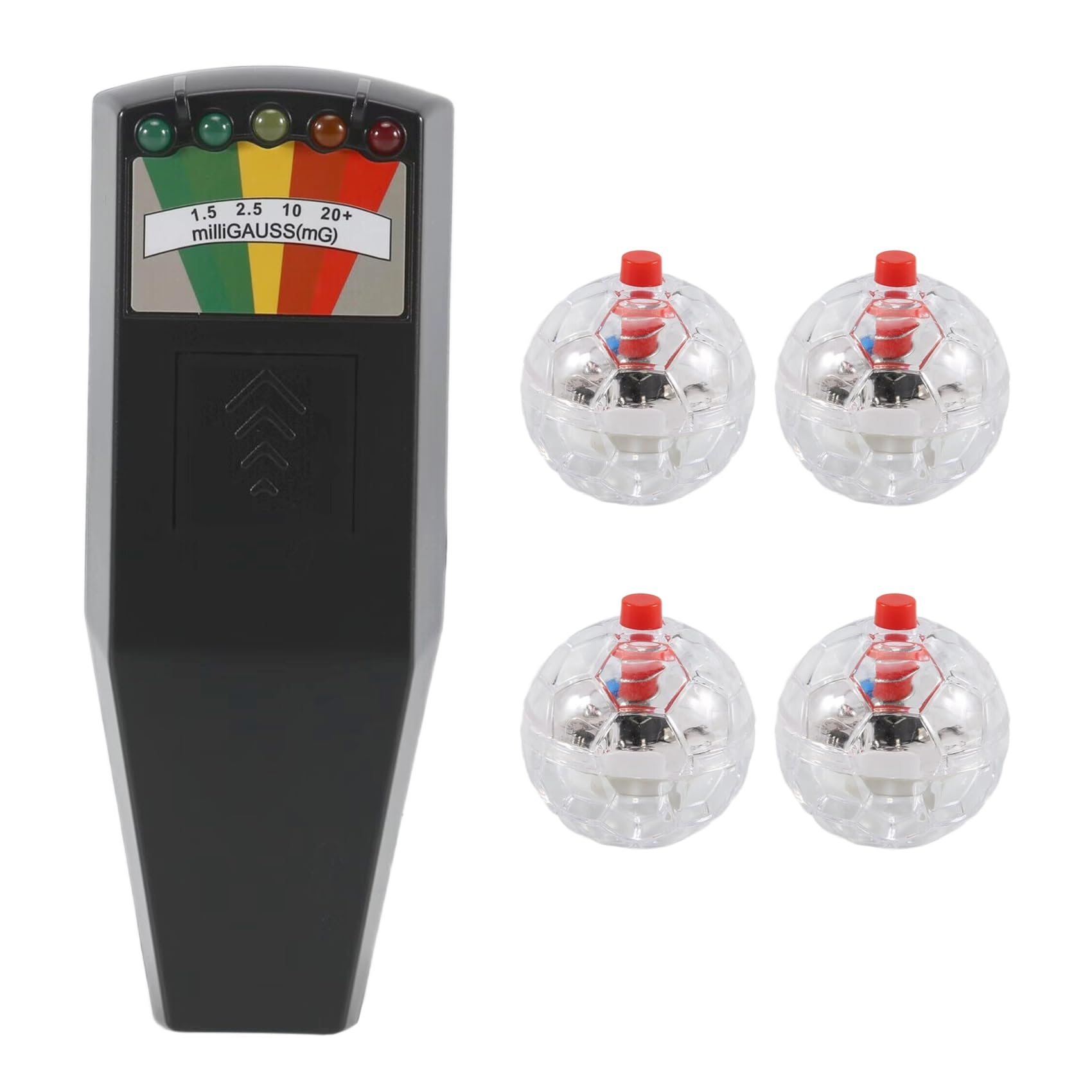 qimoi Ghost Equipment Kit, EMF Meter and 4 Pcs Motion Light Up Cat Balls, Emf Meter Detector Ghost Equipment