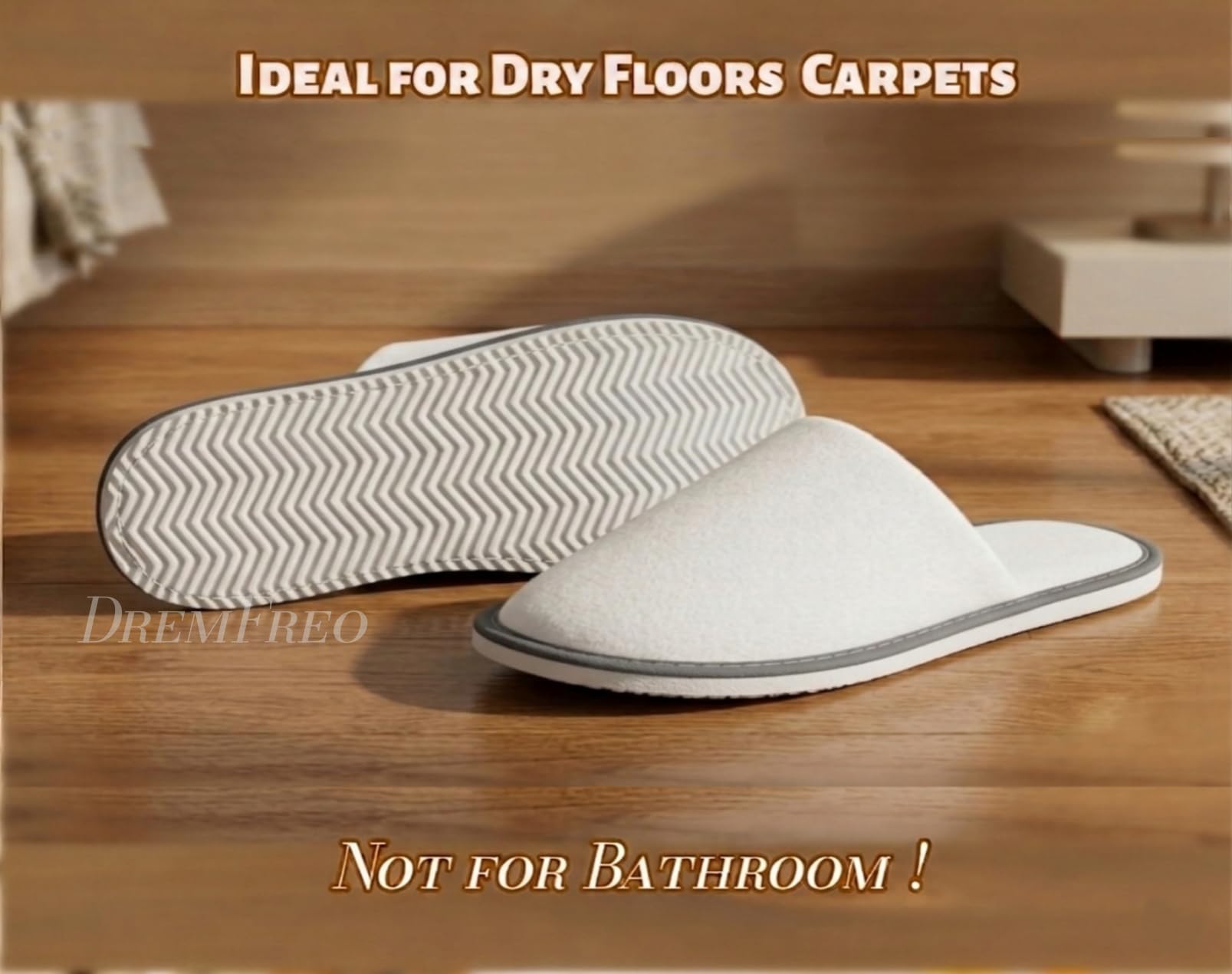 Pantuflas Invitados Zapatillas Desechables Blanco Borde Marrón/Gris Talla Única 38–44 Ideal Hogar Hotel Spa Viajes y Avión Pack 5/10 Pares Zapatillas Estar Casa