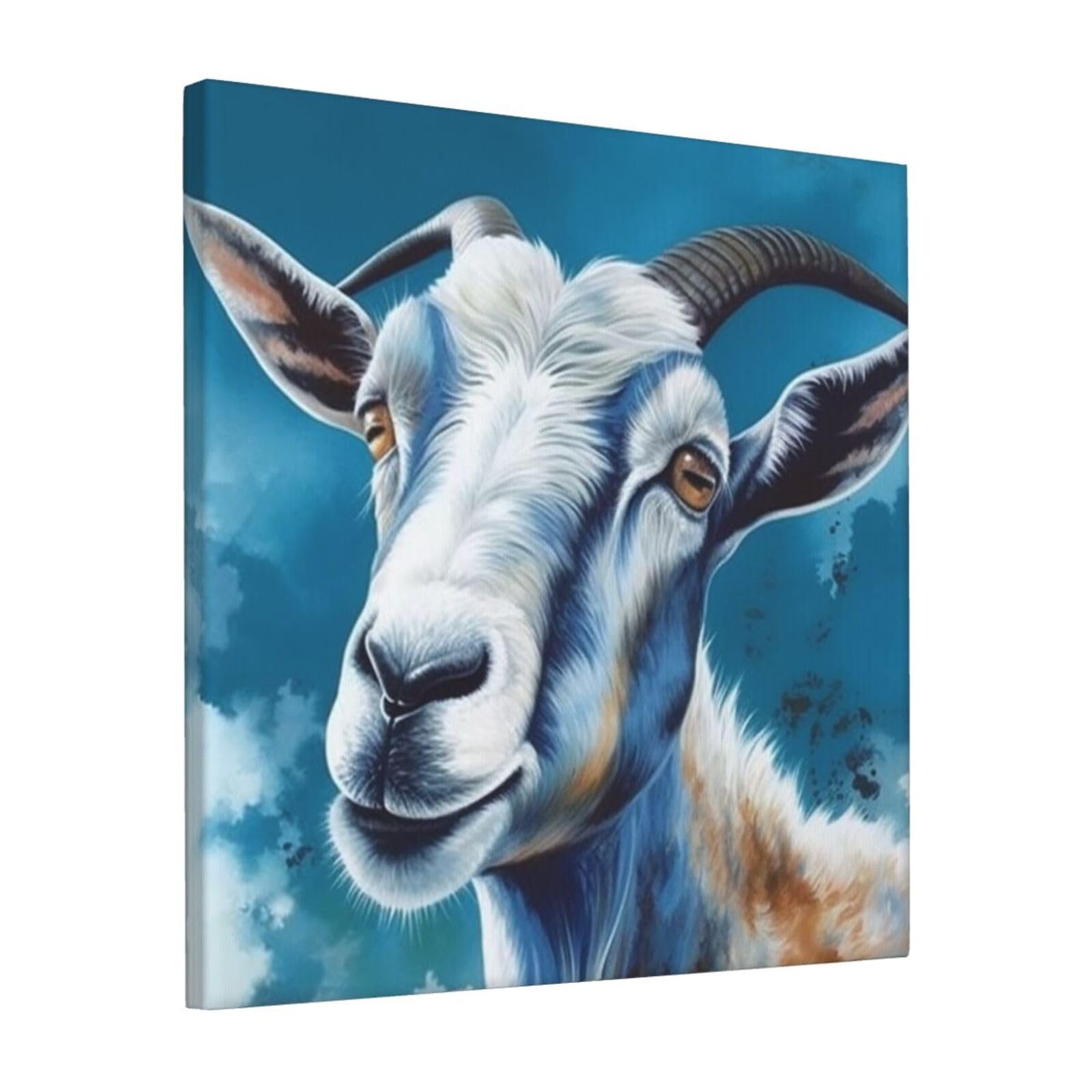 FodPand Blue Goat Print Canvas Wall Art for Living Room Wall Decor 12"x12" Modern Artwork Painting Pictures Hanging Canvas Prints Aesthetic Wall Art for Bedroom Bathroom Office Wallart Decor
