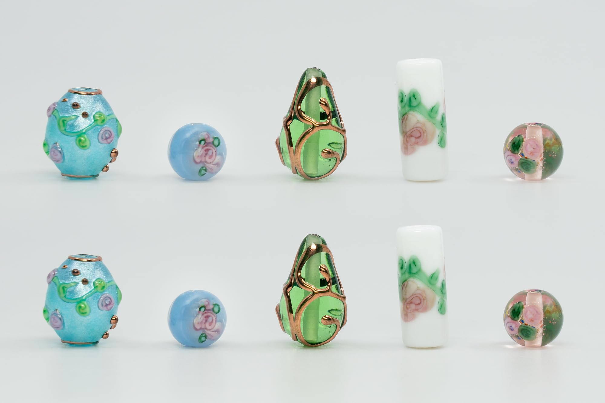 60 g Mix of Unique Czech Bohemia Glass Pressed Beads, Rocailles, Opaque Turquoise Green Copper Crystal Silver, Matte and Glossy, Hand Made BCV — view 57