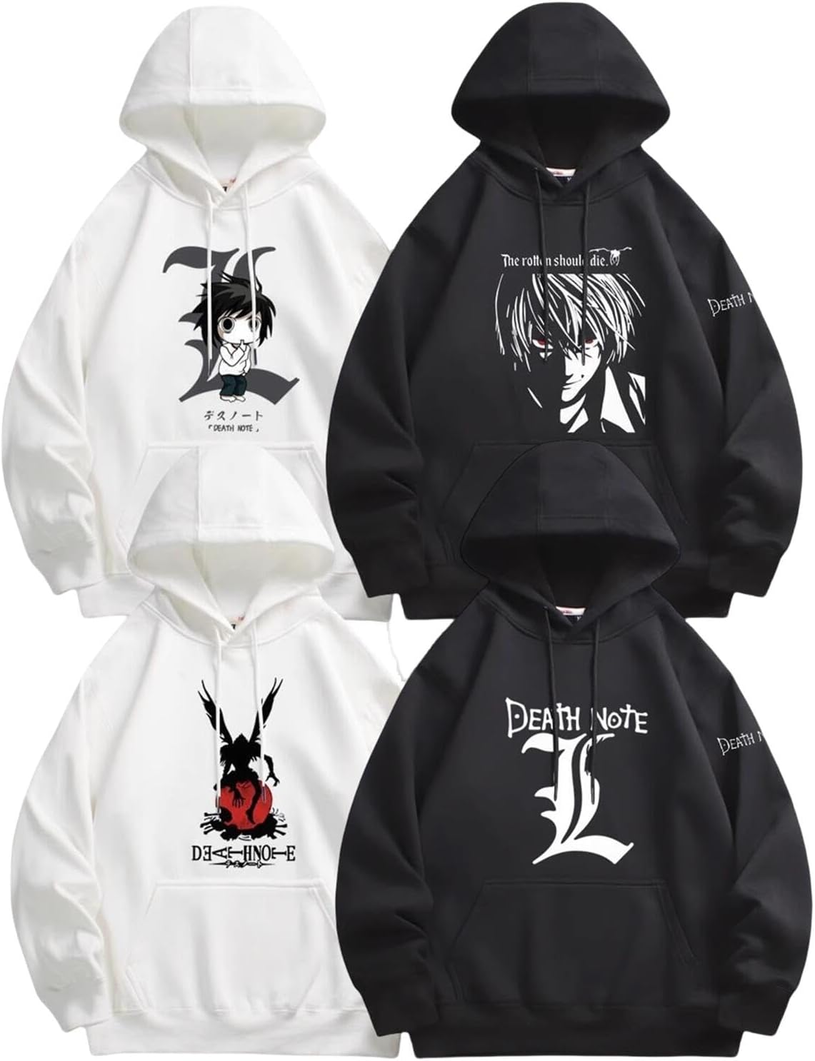 [Xylotria] デスノート 夜神月 長袖パーカー メンズ レディース対応 薄手/厚手 フード付き ブラック/ホワイト アニメ服