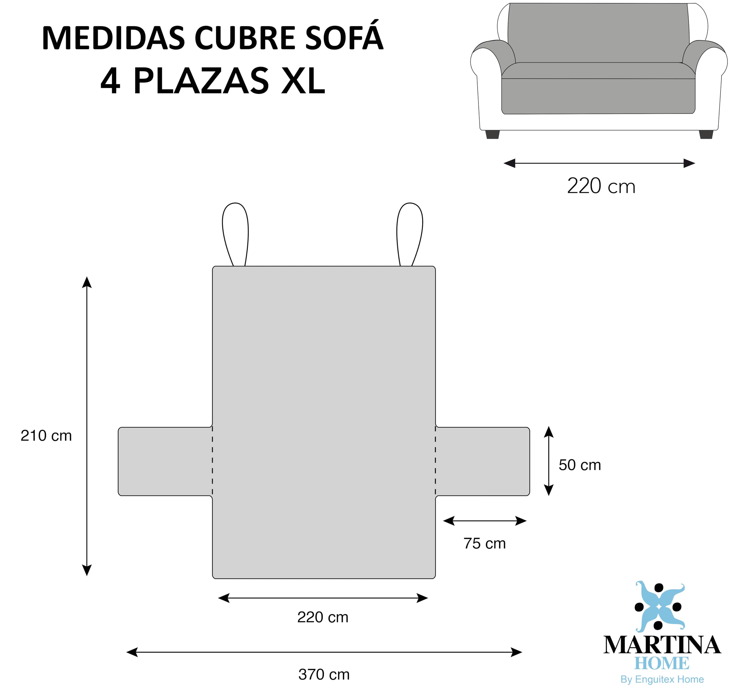 Martina Home Diament 4-osobowa narzuta na sofę XL len/SKÓRA