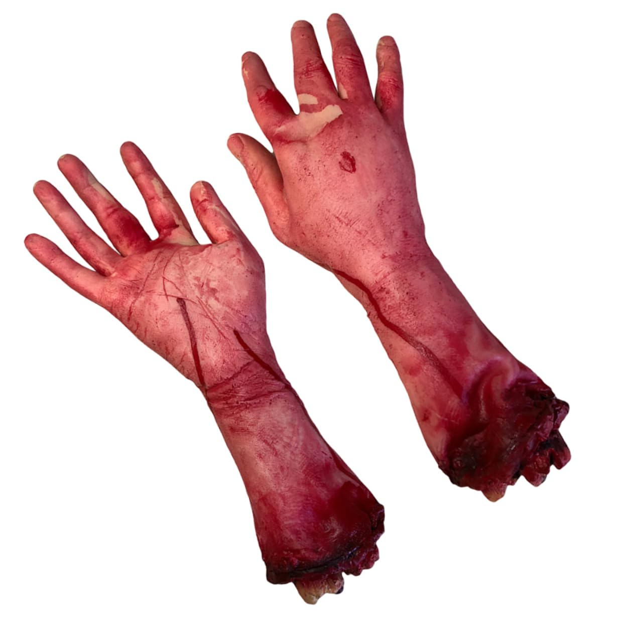 STOBOK 2Pcs Severed Limbs Halloween Decorations Hyper-Realistic Broken Hand Toys Rubber Bloody Body Parts for Scary Party Props