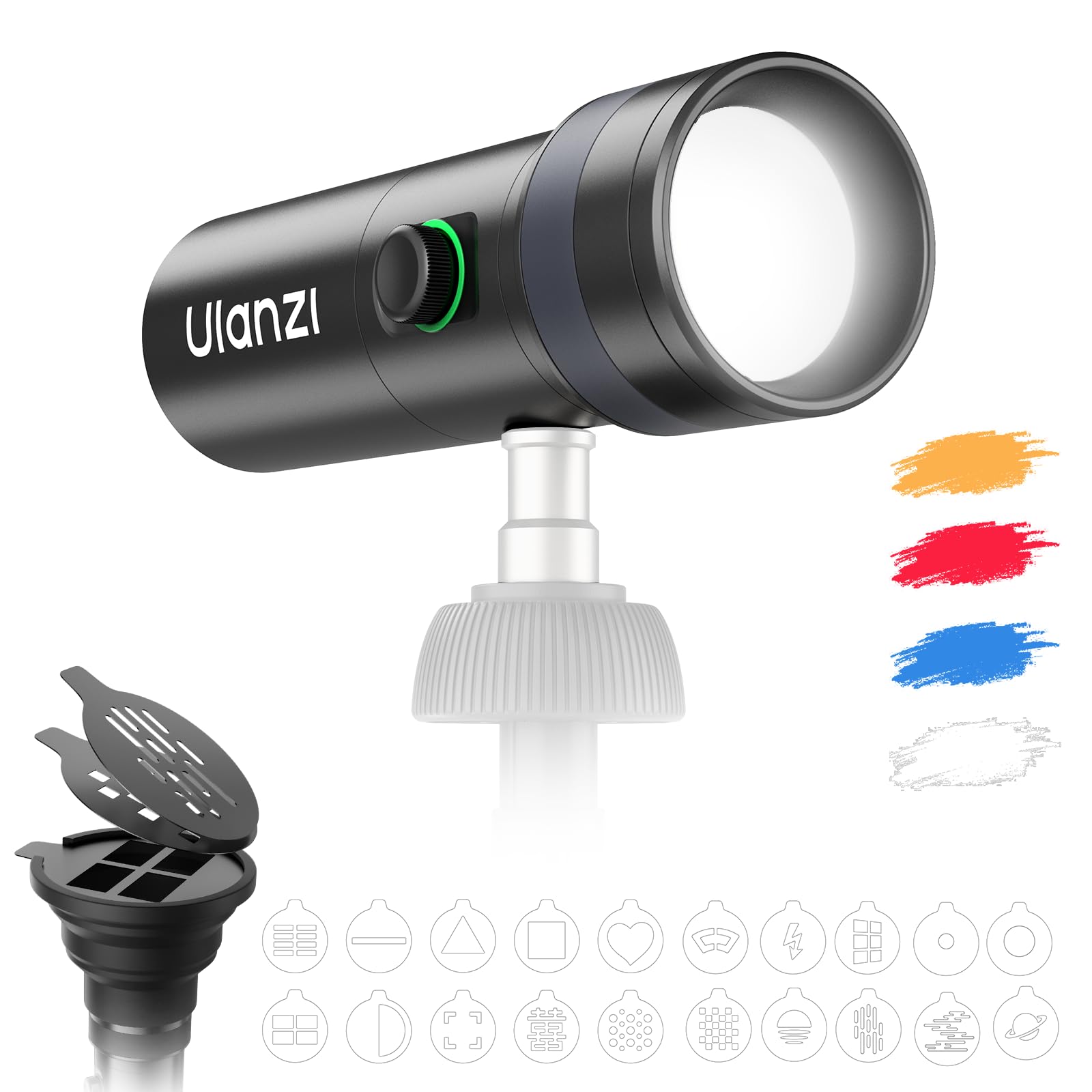 Collection of 20 creative diffuser filters (gobos) for ULANZI LM01