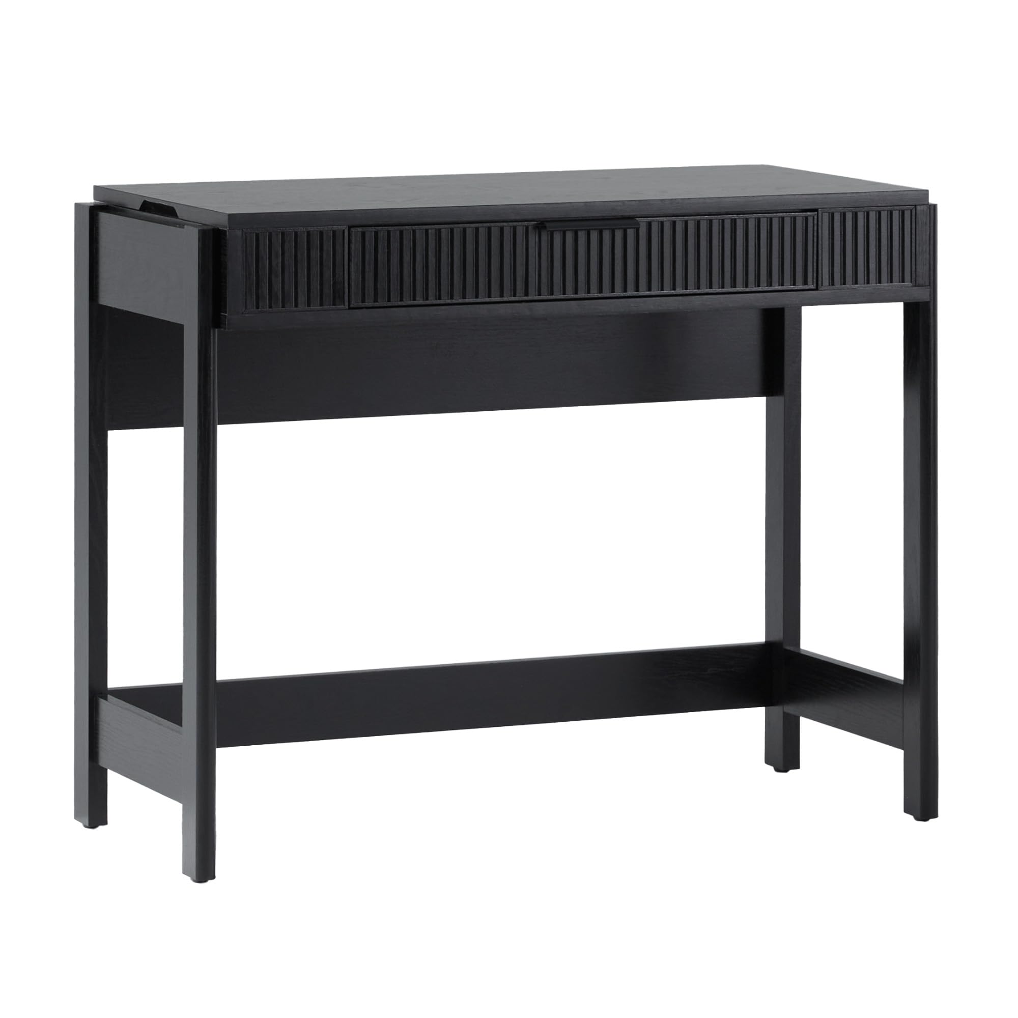WALKER EDISON Transitional Style Furniture Reeded Detail Lift-Top Desk with Drawer and Storage Cubby Sitting to Standing Desk