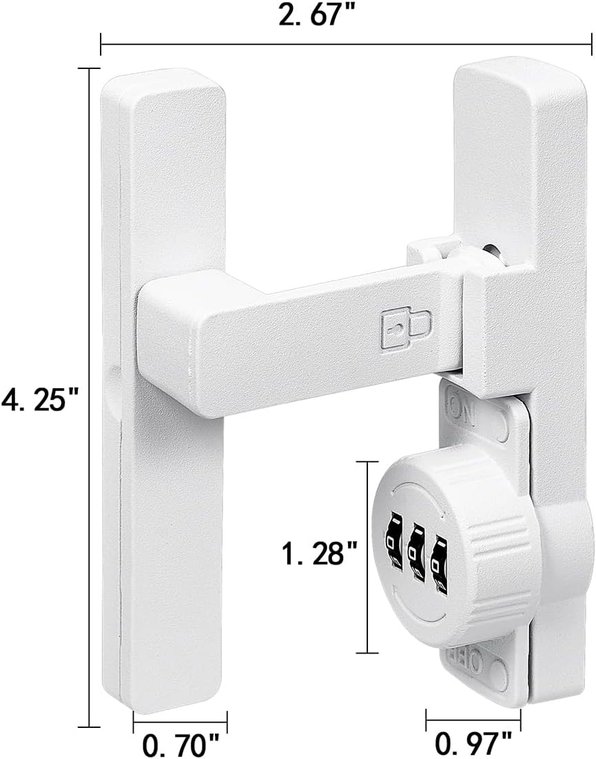 INIRET 2 Packs Matte White 90 Degree Barn Door Lock,Mechanical Password Lock,3 Digit Password Keyless,Flip Latch with Combination,Protect Privacy,for Barn Door,Cabinets,Windows,Garden,Bathroom
