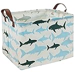 HIYAGON Baby Kids Storage Basket Shark Gift Basket Empty Boys Toy Storage Bin Organizer Box Rectangular Room Decor for Home,Books(Blue Shark)