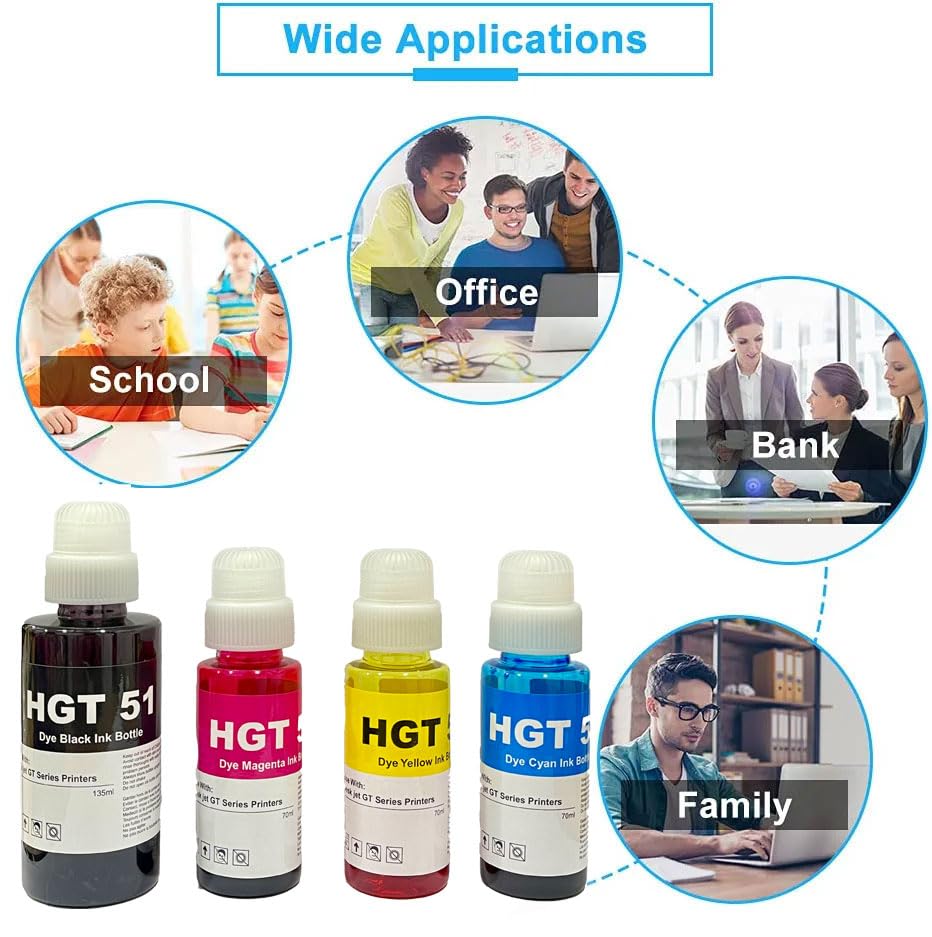 GOOD ONE GT51/GT52 Compatible Refill Ink for HP GT 310, 315, 319, 415, 419, 410, 5810, 5820, 5821 (CYMB)