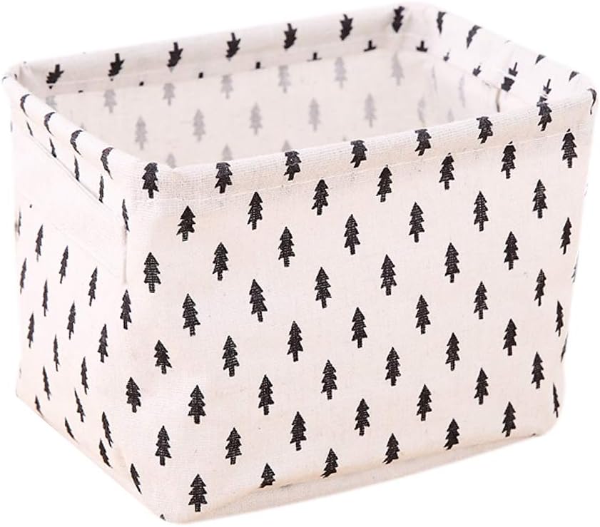 Small Canvas Storage Bins, Mini Cute Foldable Fabric Storage Basket Box, Toy Organizer Hamper for Baby,Kids,Pets,Office, Makeup, Keys,Shelves,Desk,Liitle Items 4 Pack(black&white)
