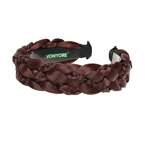 Miniatura 3 de vowyore Diadema de 7 hebras de pelo sintético, trenzada, trenzada, con dientes, accesorios para mujeres y niñas