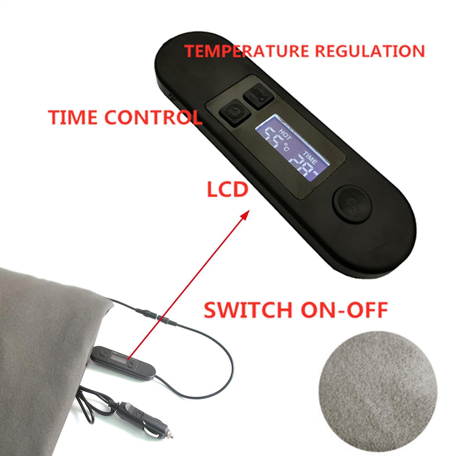 Couverture Chauffante pour Voiture, Couvertures Chauffantes avec Action de Réchauffement Rapide,Couverture Chauffante Électrique 12 V, Minuterie de Réglage de la Température Intelligente À 5 Vitesses