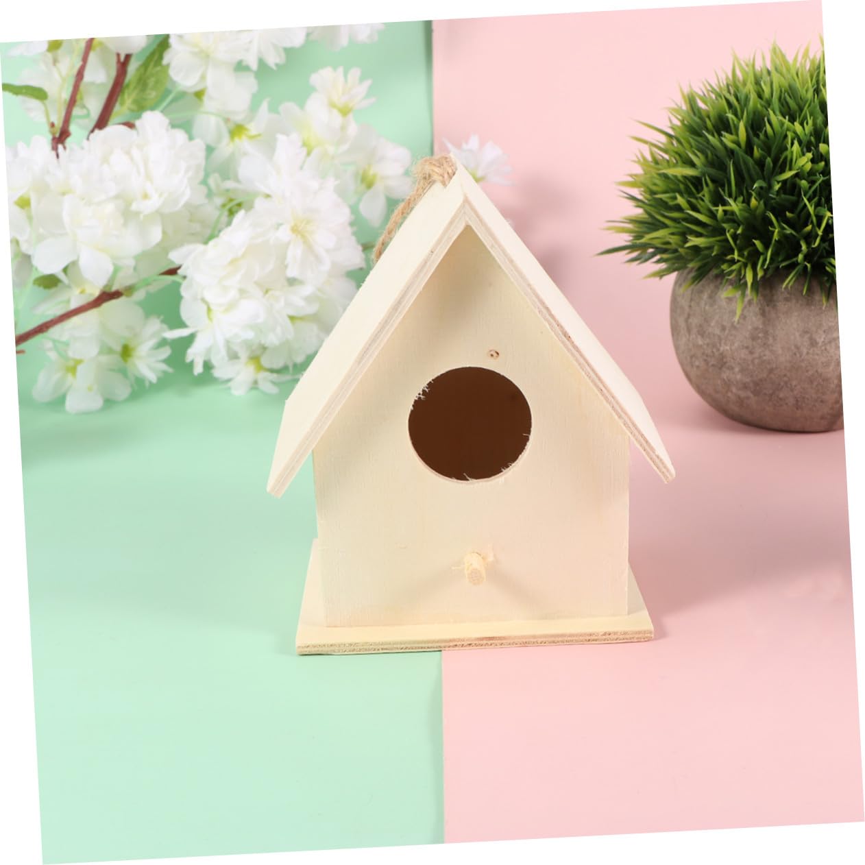 6 Stück Teiliges DIY Holz Vogelhaus Bastelset mit Dickem Aufhängeseil Unvollendetes Nistkasten Modell für Stabile Tischdeko Pädagogisches Kreativspielzeug zum Bemalen und Gestalten